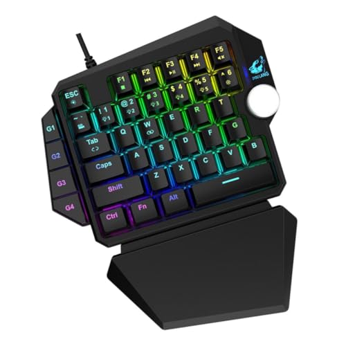 NUOLUX 黒色の片手用メカニカルゲーミングキーボード 39キー搭載 プログラム可能なRGBバックライト付き ABS素材採用 エルゴノミックデザイン主流シミュレーターに対応 快適なライトクリック機能付き H08M337