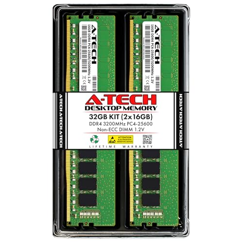 A-Tech 32GB キット (2x16GB) RAM ASUS ROG Strix B450-F, B450-E Gaming/Gaming II マザーボード | DDR4 3200MHz PC4-25600 DIMM 1.2V 288ピン ノンECC UDIMM メモリアップグレード