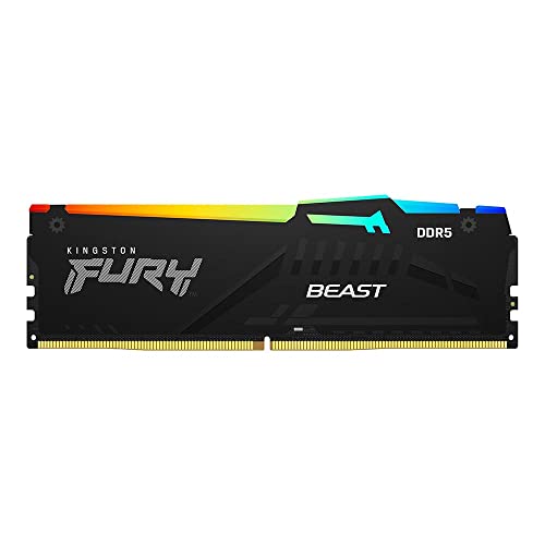 Kingston キングストンテクノロジー Kingston FURY デスクトップPC用メモリ DDR5 AM5 AMD EXPO認定 5600MT/秒 16GB×1枚 Kingston FURY Beast ビースト RGB AM5 CL36 KF556C36BBEA-16 RGB LED 製品寿命期間保証 16GB (16GB×1枚)