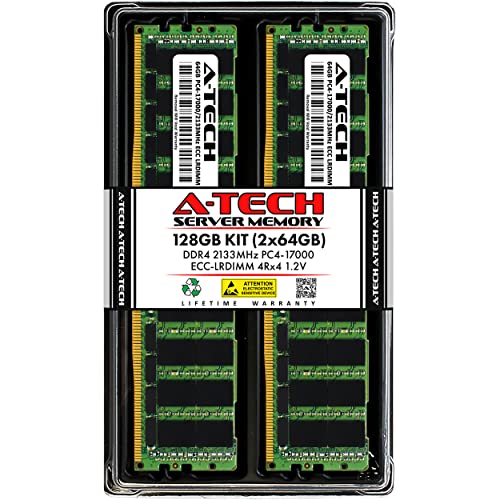 A-Tech 128GB キット (2x64GB) RAM QNAP ES2486dc NAS用 | DDR4 2133MHz PC4-17000 ECC LRDIMM 4Rx4 1.2V 288ピン 負荷低減 DIMM メモリ アップグレード
