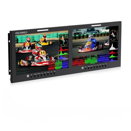 FEELWORLD D101 Plus デュアル 10.1インチ 4RU ラックマウントモニター 4K HDMI SDI 1920x1200IPS 直感的ボタン + 新しいメニューインターフェース