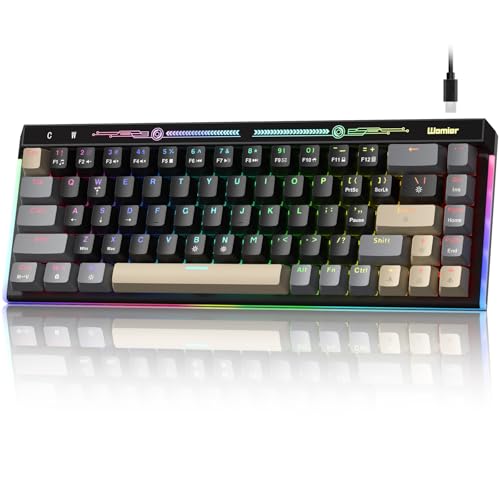 Womier ゲーミングキーボード Womier 65%コンパクトキーボード テンキーレス 有線68キー ホットスワップ対応 RGBバックライト付き Windows/Macに対応のゲーム/オフィス用 (VK68 ブラック) JM-AZ-129