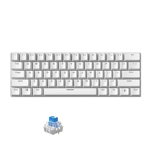 XiTren 60% コンパクトホワイトメカニカルゲーミングキーボード PC ラップトップオフィスゲーム用(White - Blue Axis) LZ465-260623