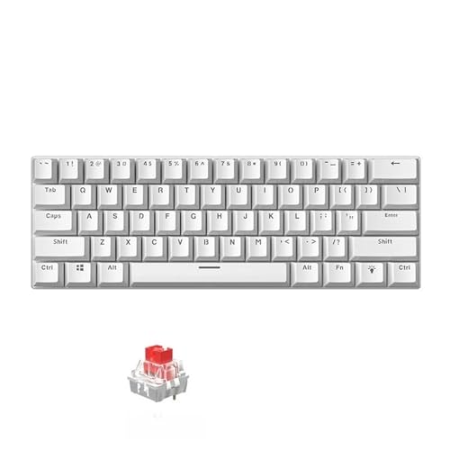 SoftNesth 60% コンパクトホワイトメカニカルゲーミングキーボード PC ラップトップオフィスゲーム用(White-red Axis) LZ477-260622