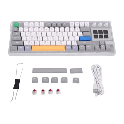 Vbestlife AI メカニカルキーボード、LCD スクリーンとノブ付き、有線 USB RGB バックライト付き 78 キーゲーミングボード、ホットスワップ可能、ガスケット構造、リニアレッドスイッチ Vbestv3uwcjzn6t