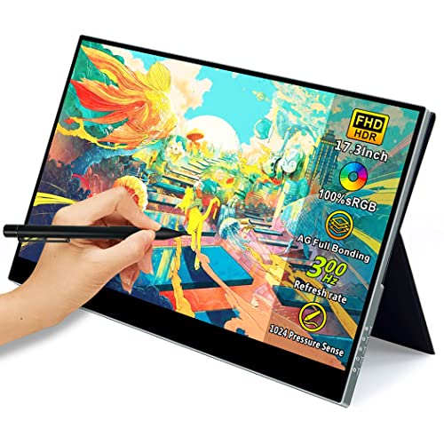 Magedok 17.3インチポータブルモニタータッチスクリーン、300Hzポータブルモニター1MSゲームディスプレイ、ノートパソコンゲームコンソール用、FHD 100%sRGBポータブルディスプレイ、静電容量式スタイラスペン/USB C/Mini HDMI対応 M140A
