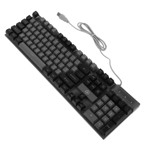 HOMSFOU 黒色の104キー有線ゲーミングキーボード 人間工学設計ABS素材採用 RGBバックライト付き厚型高強度バックプレート搭載 折りたたみ式サポート付き オフィスやゲームに最適