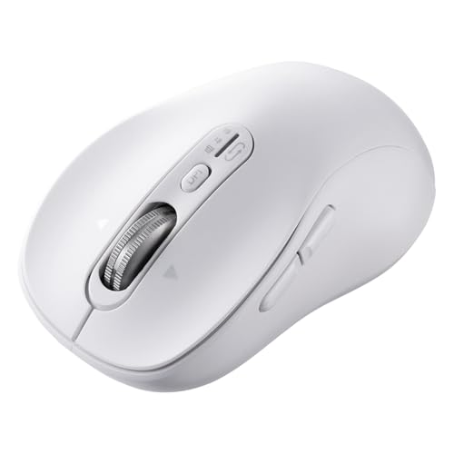 イーサプライ ワイヤレスマウス チルトホイール 高速スクロール Bluetooth 無線 静音 5ボタン ブルーLED マルチペアリング カウント切り替え 左右スクロール Mac対応 戻る 進む ホワイト EZ4-MAWBT203W