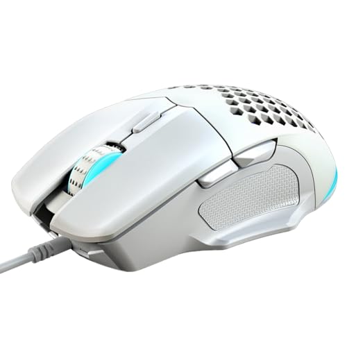 Phantasmia USB有線ゲーミングマウス – DPI調整可能、RGBライト、軽量中空設計、耐久マイクロスイッチ、滑り止めグリップ (ホワイト) Pg4W73937E-20