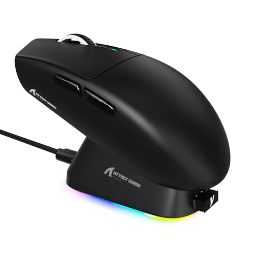 MAMBASNAKE × ATTACK SHARK G3 PRO 無線 ゲーミングマウス RGB磁気充電ドック BK52820MCU 59g 黒B