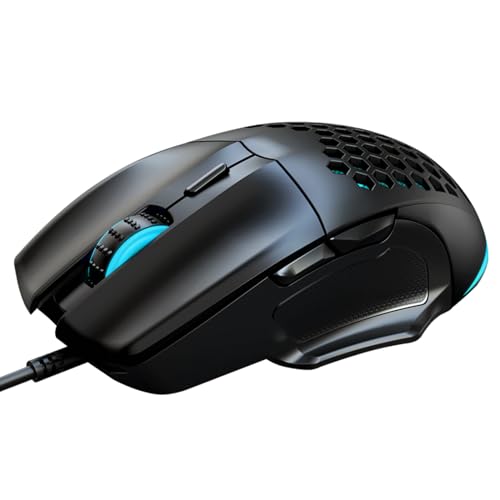 Phantasmia USB有線ゲーミングマウス – DPI調整可能、RGBライト、軽量中空設計、耐久マイクロスイッチ、滑り止めグリップ (ブラック) Pg4W73937E-19
