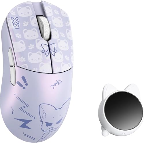 SMACKAPE WLMOUSE Huan 48g 超軽量 マグネシウム合金 ゲーミングマウス 8K音声&ディスプレイレシーバー デュアル8Kワイヤレス/有線 PAW3950HSセンサー RGBホイール照明 北欧 54H20 (Nekko(OM Switch))