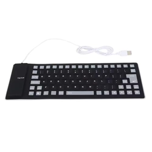 APGLSXY 折りたたみ式 85 シリコン キーボード USB ワイヤーを巻き上げてラップトップやノートブックで静かにタイピング可能 ソフトでポータブルなシリコン キーボード