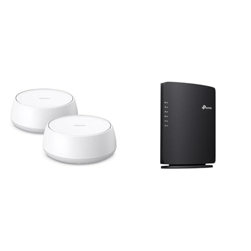 TP-Link 【2点セット【Amazon.co.jp限定】】TP-Link WiFi7 ルーター 無線lan メッシュWi-Fiシステム BE3600規格 2882Mbps(5GHz) + 688Mbps(2.4GHz) MLO Deco BE22 2-pack + WiFi7 無線ルーター 高速 BE3600 IPv6 2882+688Mbps EasyMesh Archer BE220