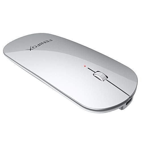 FENIFOX Bluetooth マウス 無線, 静音 ワイヤレス 小型 ブルートゥース 充電式 薄型 Type-c 軽量 持ち運び 小さい ミニ 可愛い かわいい コンパクト Mouse 対応 Mac iPad Macbook パソコン PC スマホ タブレット Laptop Computer用 - 銀白