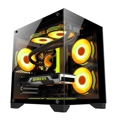 MOOTHMUSHI ミドルタワー 強化ガラスモデル micro-atx ブラック（black）