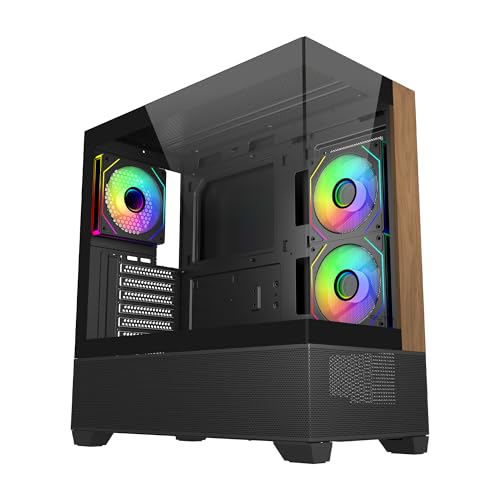 Cooler Master Elite 690 木製 ATX ミッドタワー – 120mm ARGB PWMファン3台、425mm GPU、360mmラジエーターサポート、パノラマ強化ガラス、USB Type-C 3.2、高風量ゲーミングシャーシ E690-KHNN-S00