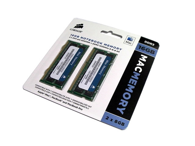 Corsair CMSA16GX3M2A1600C11 [SODIMM DDR3 PC3 12800 8GB Mac] 2枚