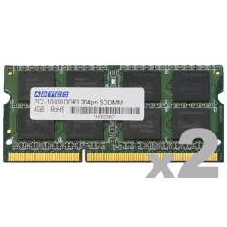 ADTEC ADS10600N H4GW [SODIMM DDR3 PC3 10600 4GB ] 2枚