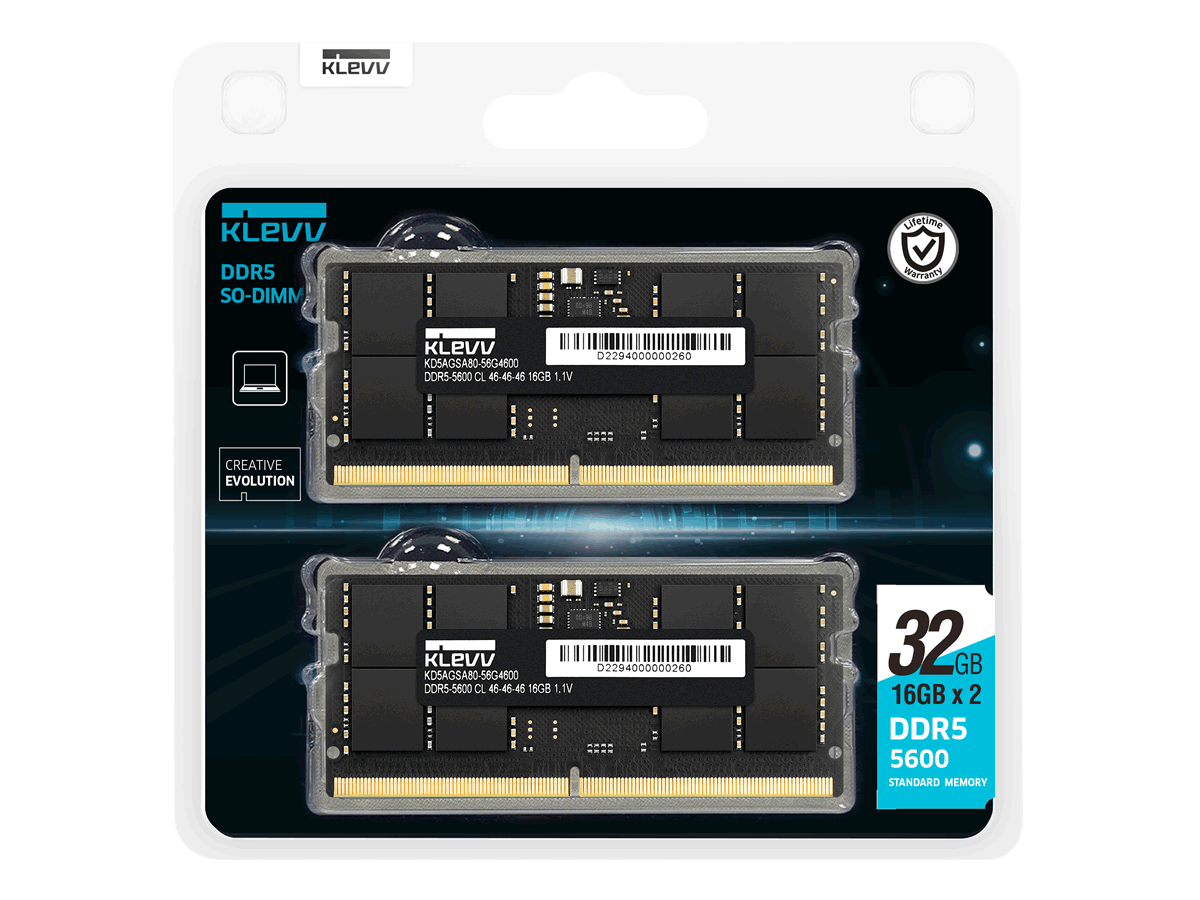ESSENCORE KLEVV KD5AGSA80 56G460D [SODIMM DDR5 PC5 44800 16GB ] 2枚
