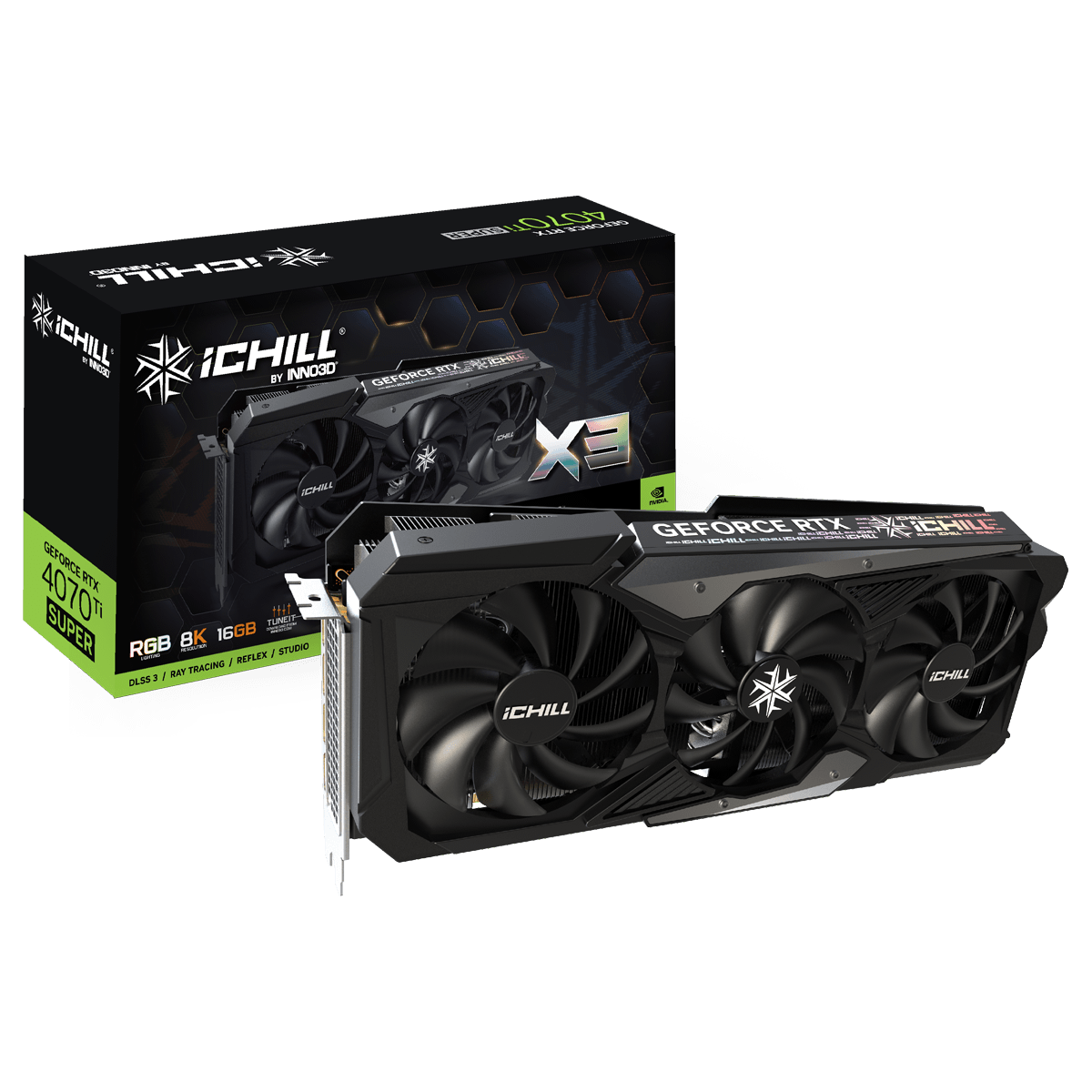 Inno3D GeForce RTX 4070 Ti SUPER ICHILL X3 C407TS3-166XX-186148H 