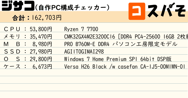 旧 ジサコ！（自作PC構成チェッカー） ～見積もりから構成チェックまで